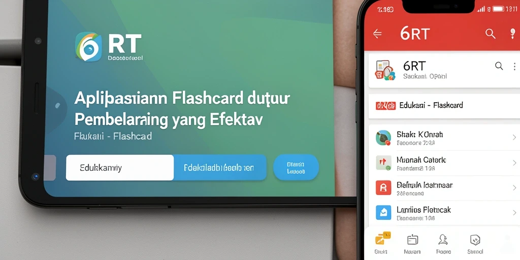 Antarmuka aplikasi 6RT yang interaktif dan fungsional untuk flashcard.
