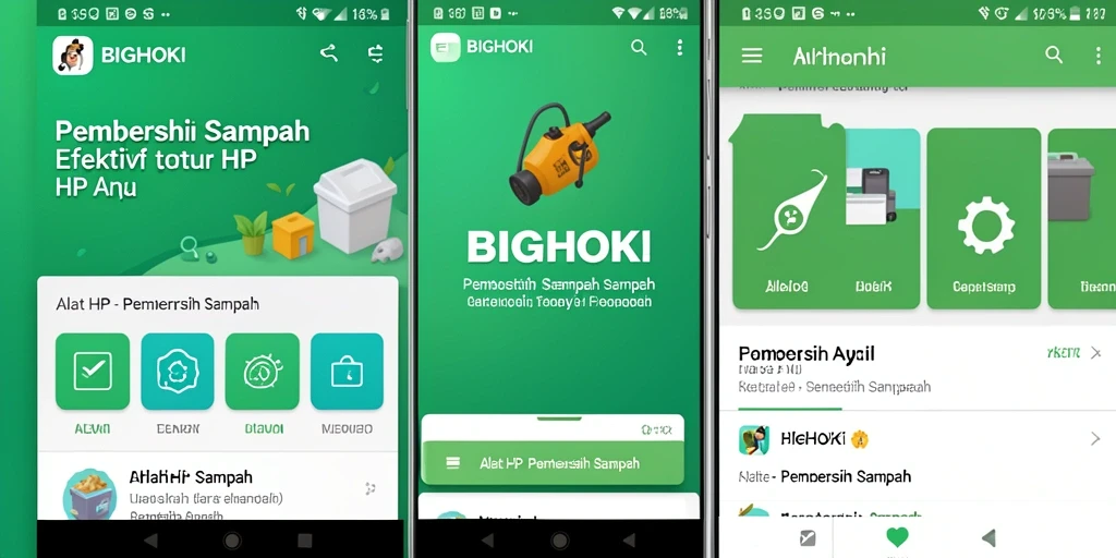 Tampilan antarmuka utama BIGHOKI yang mudah digunakan untuk Pembersih Sampah.