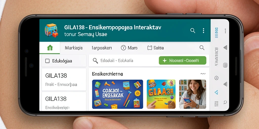 Antarmuka aplikasi GILA138 dengan berbagai kategori ensiklopedia.