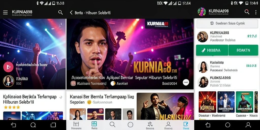 Antarmuka KURNIA898 dengan berita selebriti terbaru.