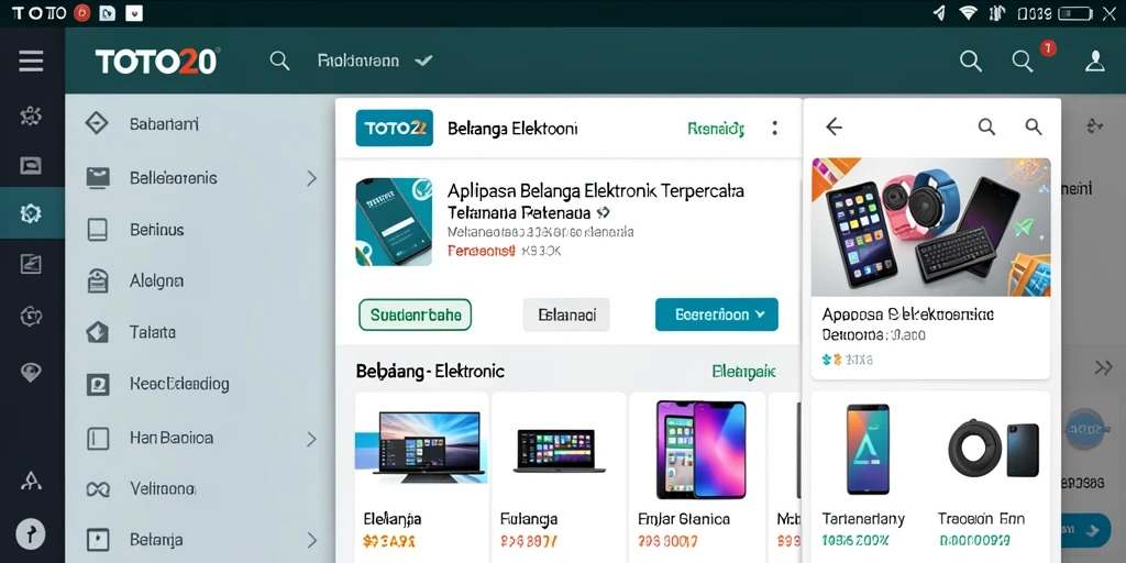 Tampilan antarmuka TOTO20 dengan berbagai pilihan produk elektronik.