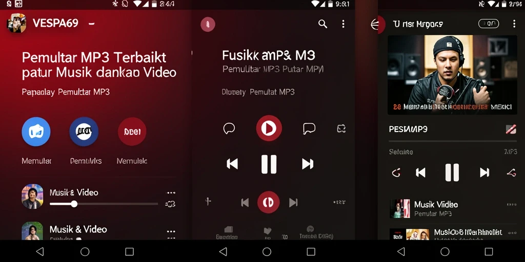 Antarmuka VESPA69 dengan fitur-fitur Pemutar MP3 yang menarik.