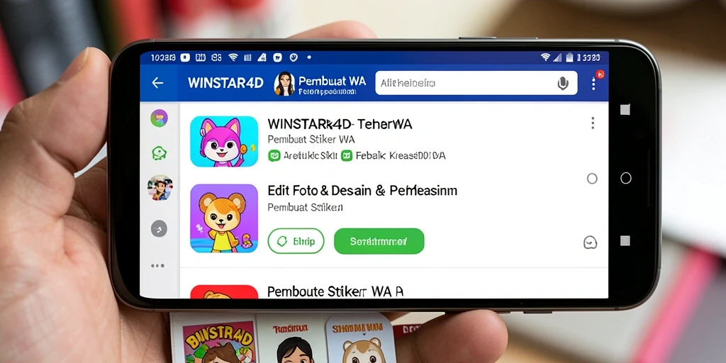 Tampilan antarmuka WINSTAR4D yang intuitif untuk membuat stiker.