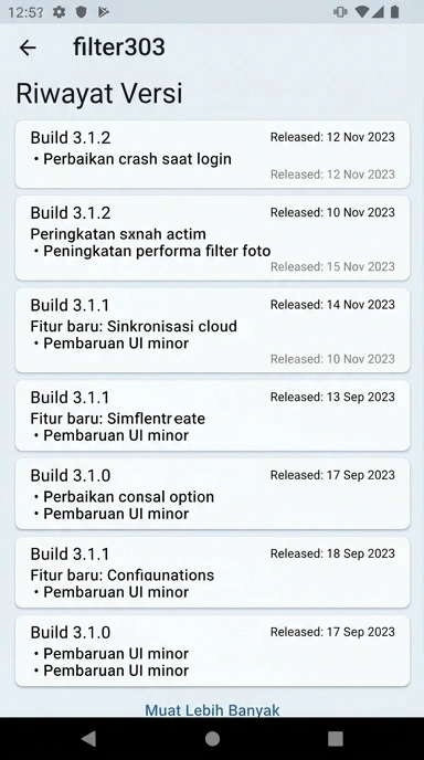 Riwayat Versi filter303 untuk Pengguna Android